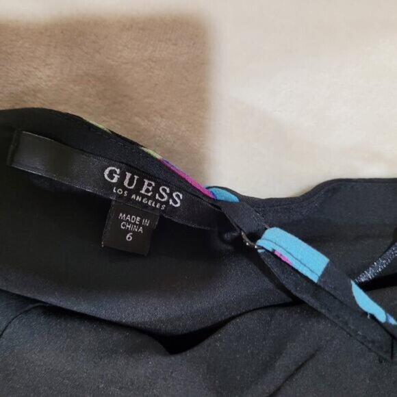 Guess‎ Elana Black Floral Wide Leg Halter Jumpsuit - Size 6 - Picture 5 of 11